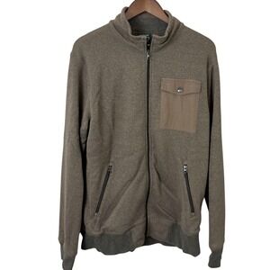 J Crew Fleece Jacket Men Large Brown Full Zip Cabin Norm Core Sporting Goods VTG